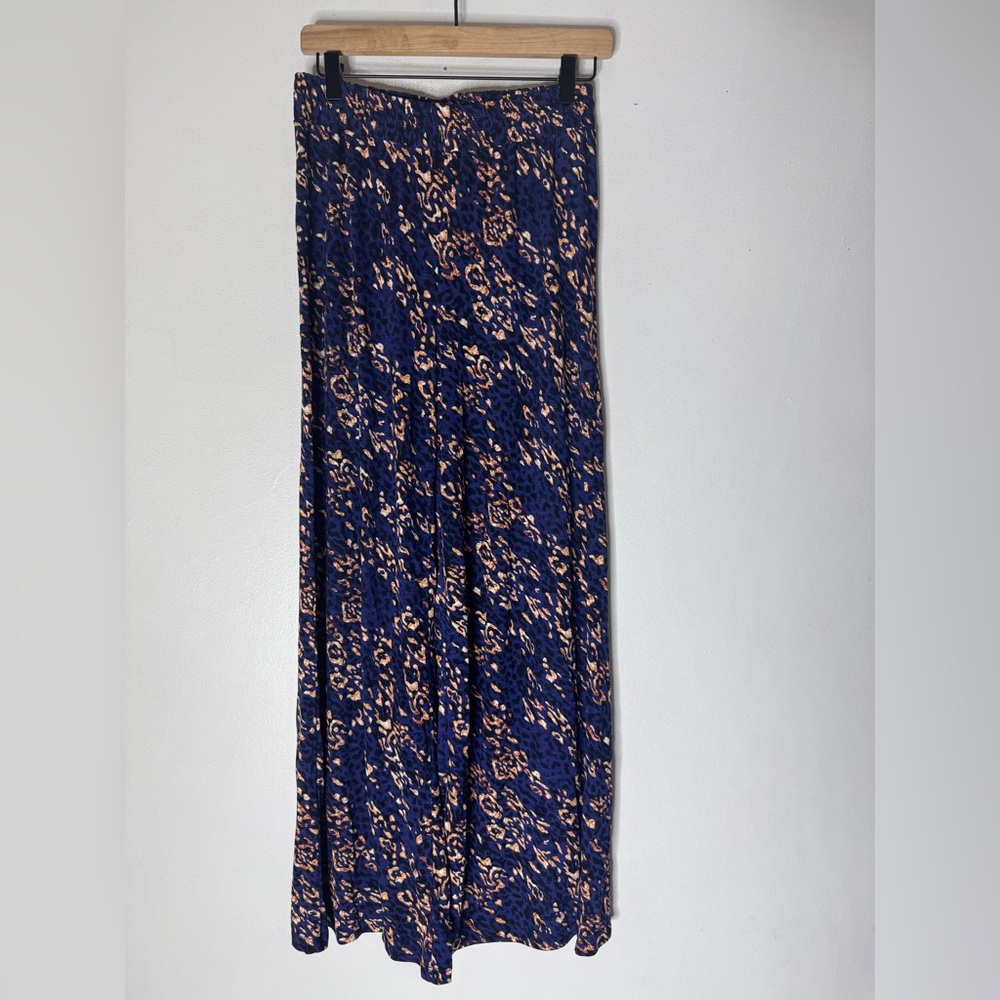 lascana Blue Printed Leopard Wide Leg Pull On Pants Size 4 Resort Wear